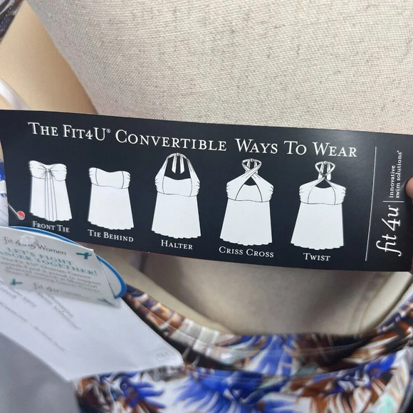 Fit4U Convertible Swim Top Mesh Molded Bra Plus Size 22W Multicolor NWT - Picture 5 of 9